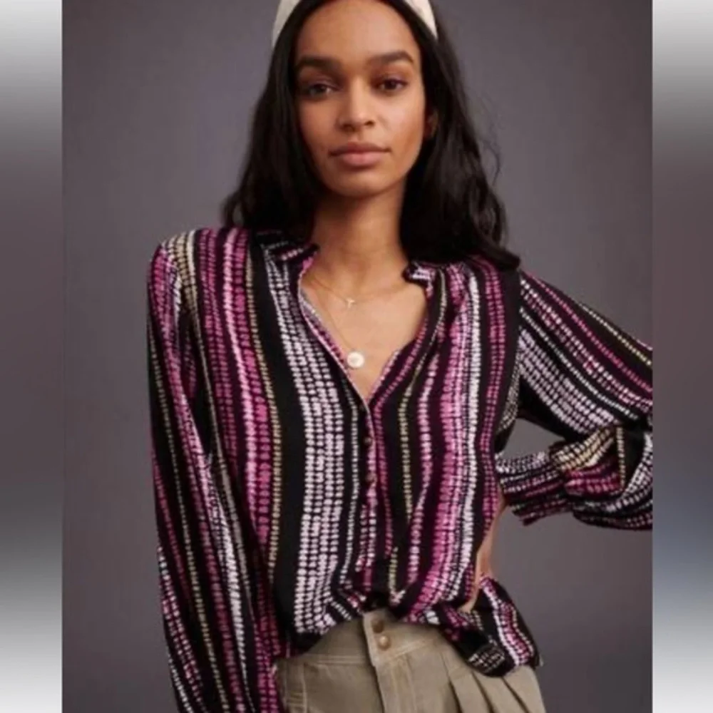NWT Anthropologie Maeve Long Sleeve  Peasant Purple Top